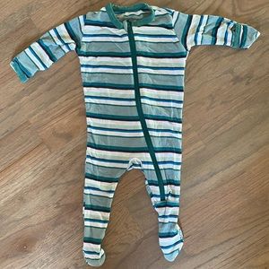 Kickee Pants green stripe onesie/footie 0-3 mths